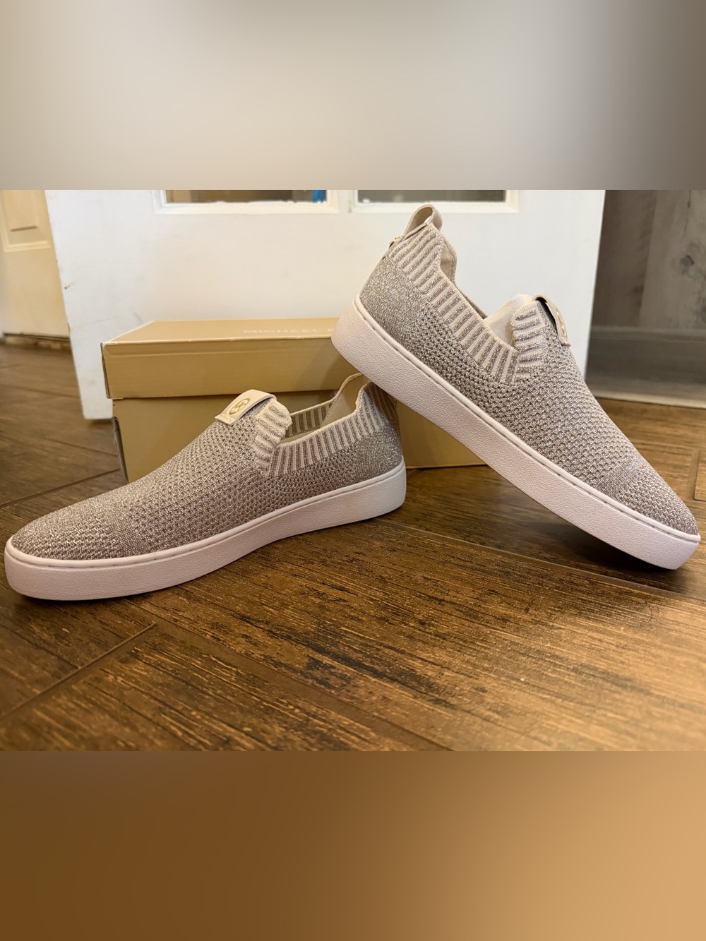 Michael Kors Women's Slip-On Knit Sneakers in Champagne